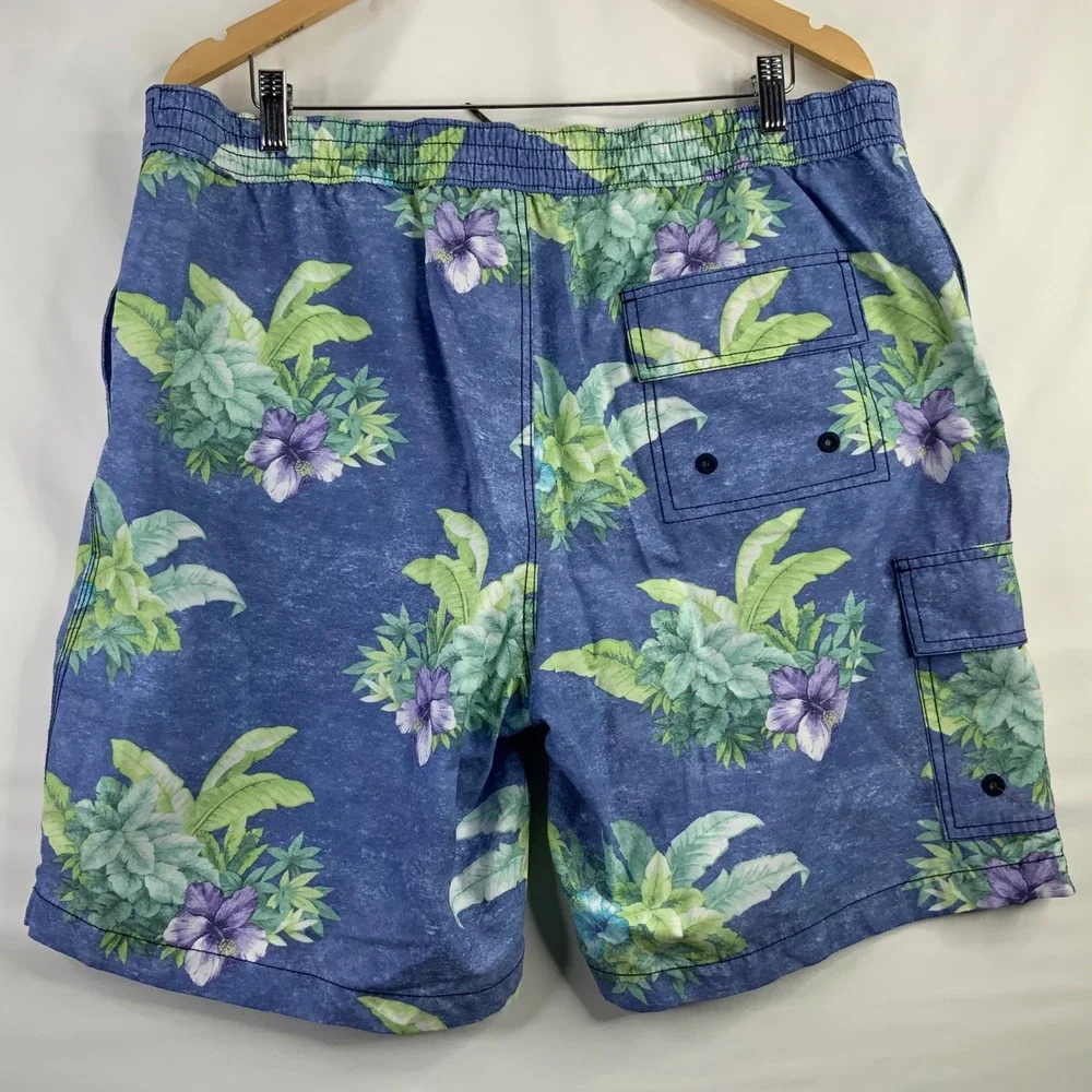Tommy Bahama Relax Mens XL Blue Tropical Floral Hibiscus Mesh Lined Board Shorts